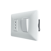 INTERRUPTOR SIMPLE (9/12) + ENCHUFE SIMPLE 10A 250V (BLANCO) STANFORD